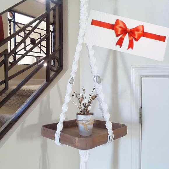Other - 🔴SOLD🔴MACRAME AND WOOD TRAY HOME DECOR